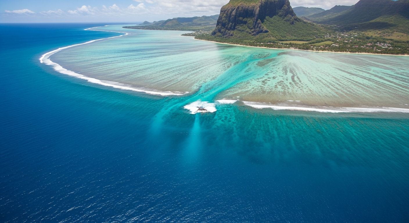 Seaplane Flights over Underwater Waterfall