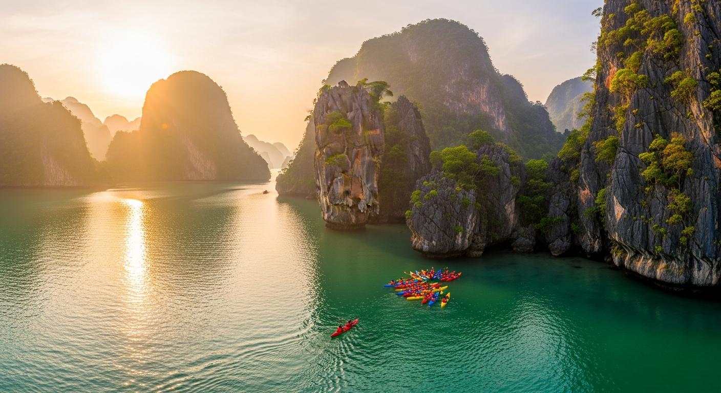 Canoë dans les grottes marines de la baie de Phang Nga