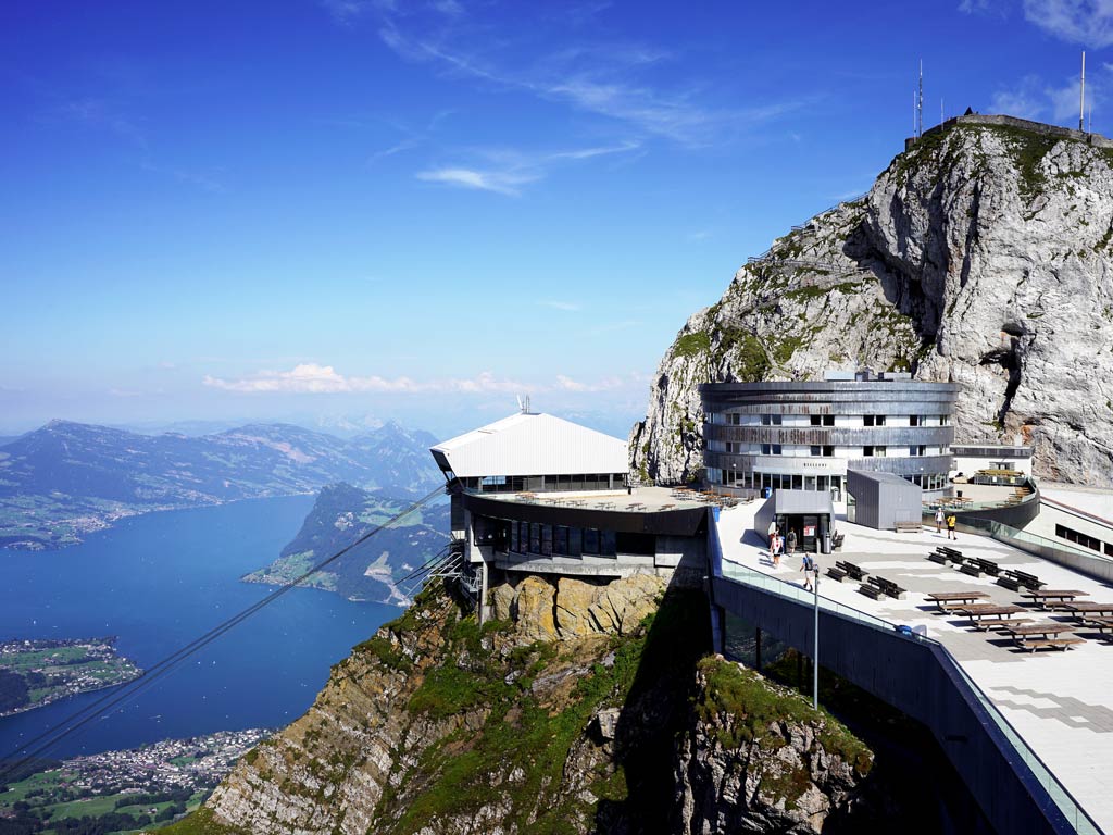 Pilatus Kulm Terrace facing Hotel Bellevue