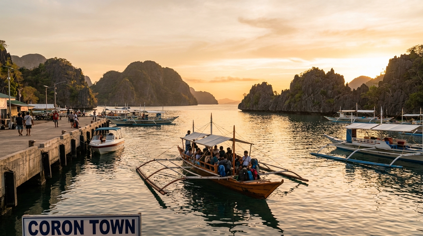 Départ en bateau depuis Coron