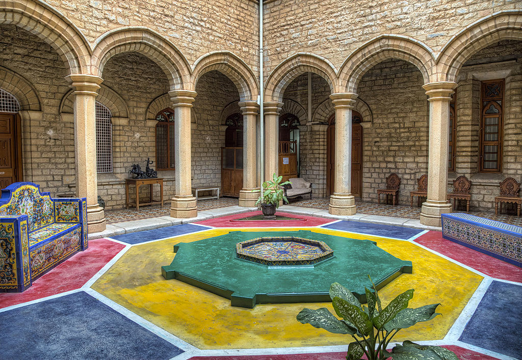 Open Courtyard with Blue Ceramic Tiles
