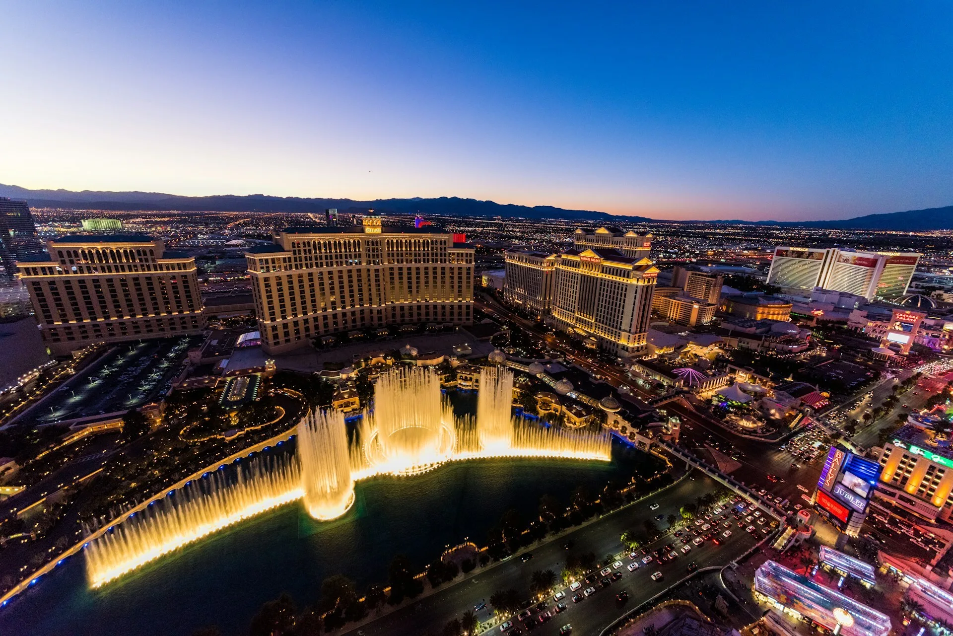 Bellagio Fountains Aerial View
