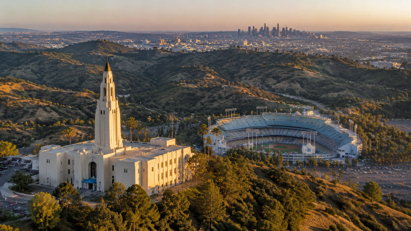 See the famous stadium nestled in the Chavez Ravine hills