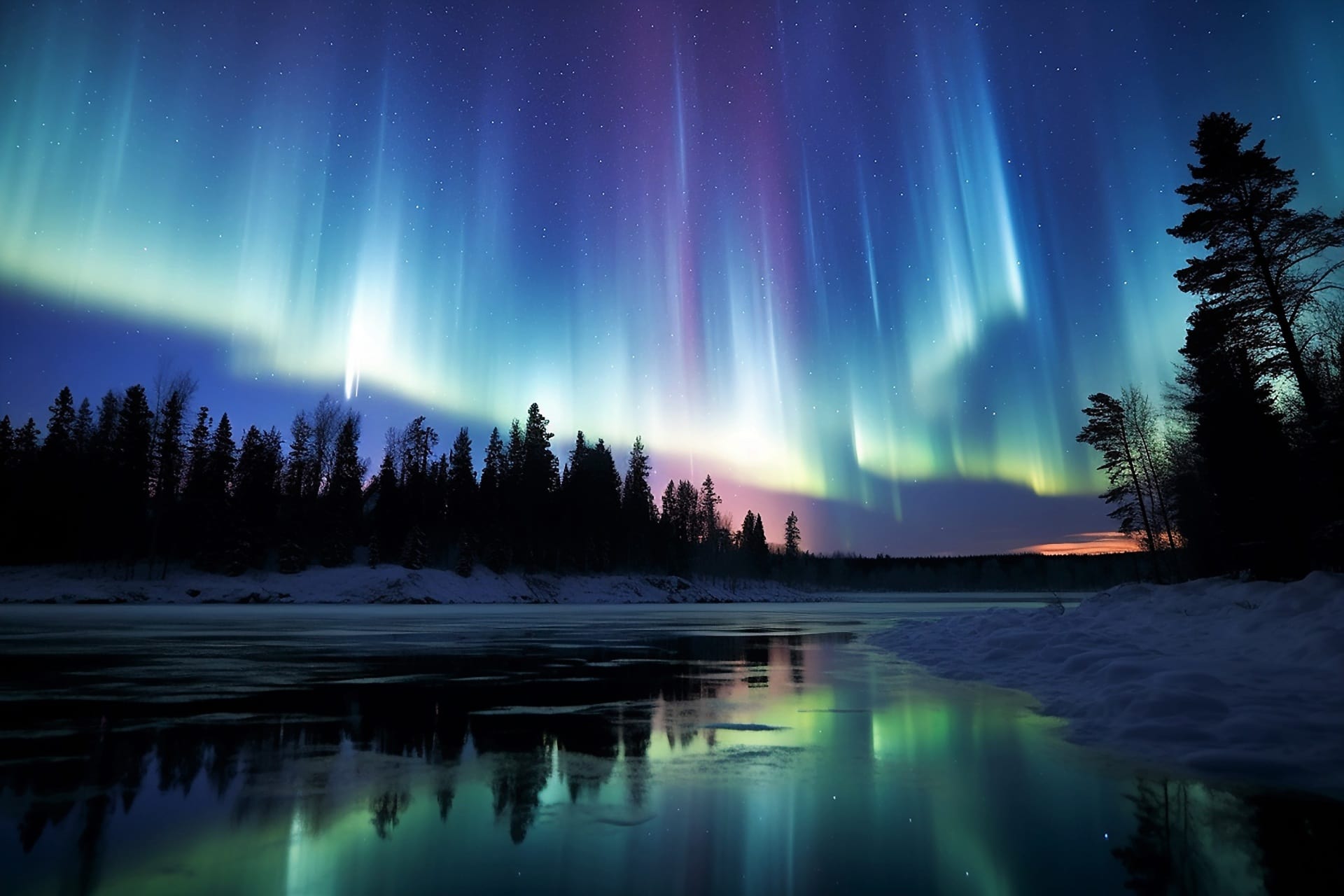 Ruka Snowmobile Northern Lights