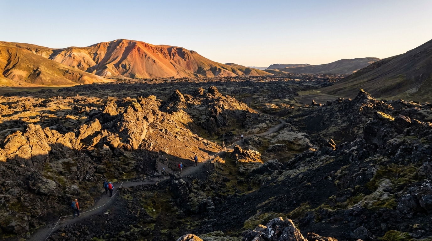 Laugahraun lava field trail