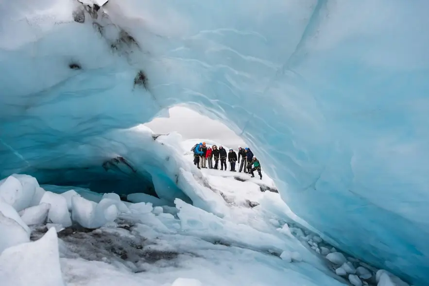 Guided glacier hike and blue ice cave tour