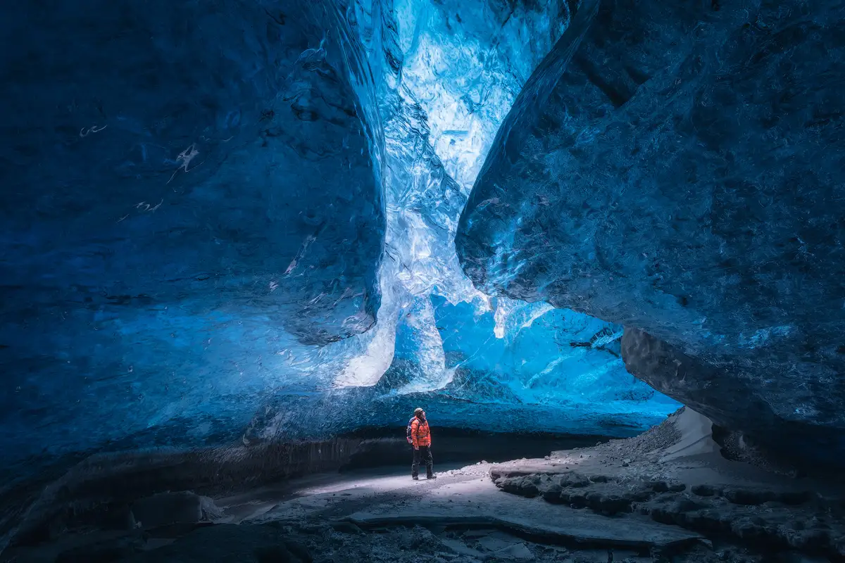 Blue Ice Cave Chamber