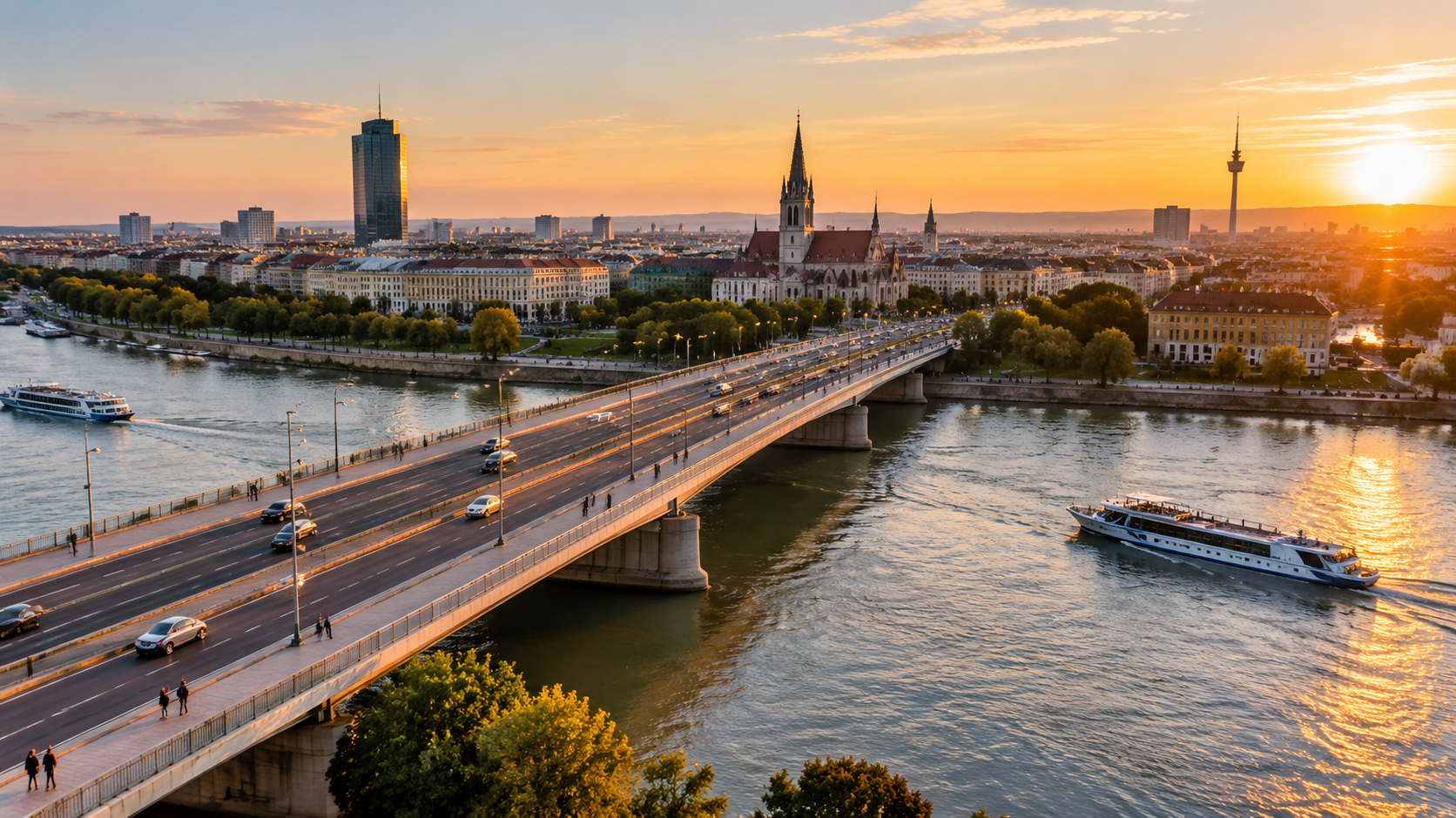 Reichsbrücke Bridge Walkway