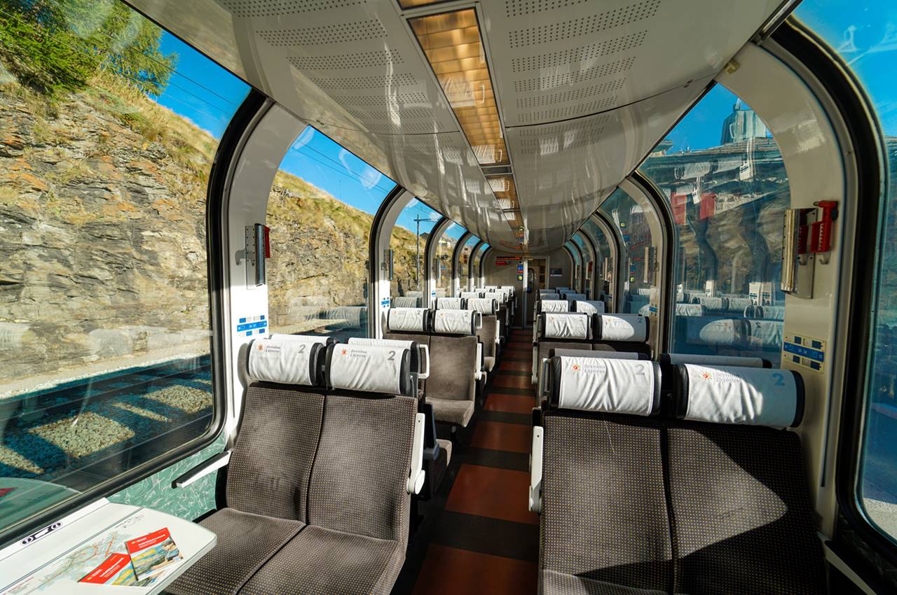 Swiss Train Ride Through Alps