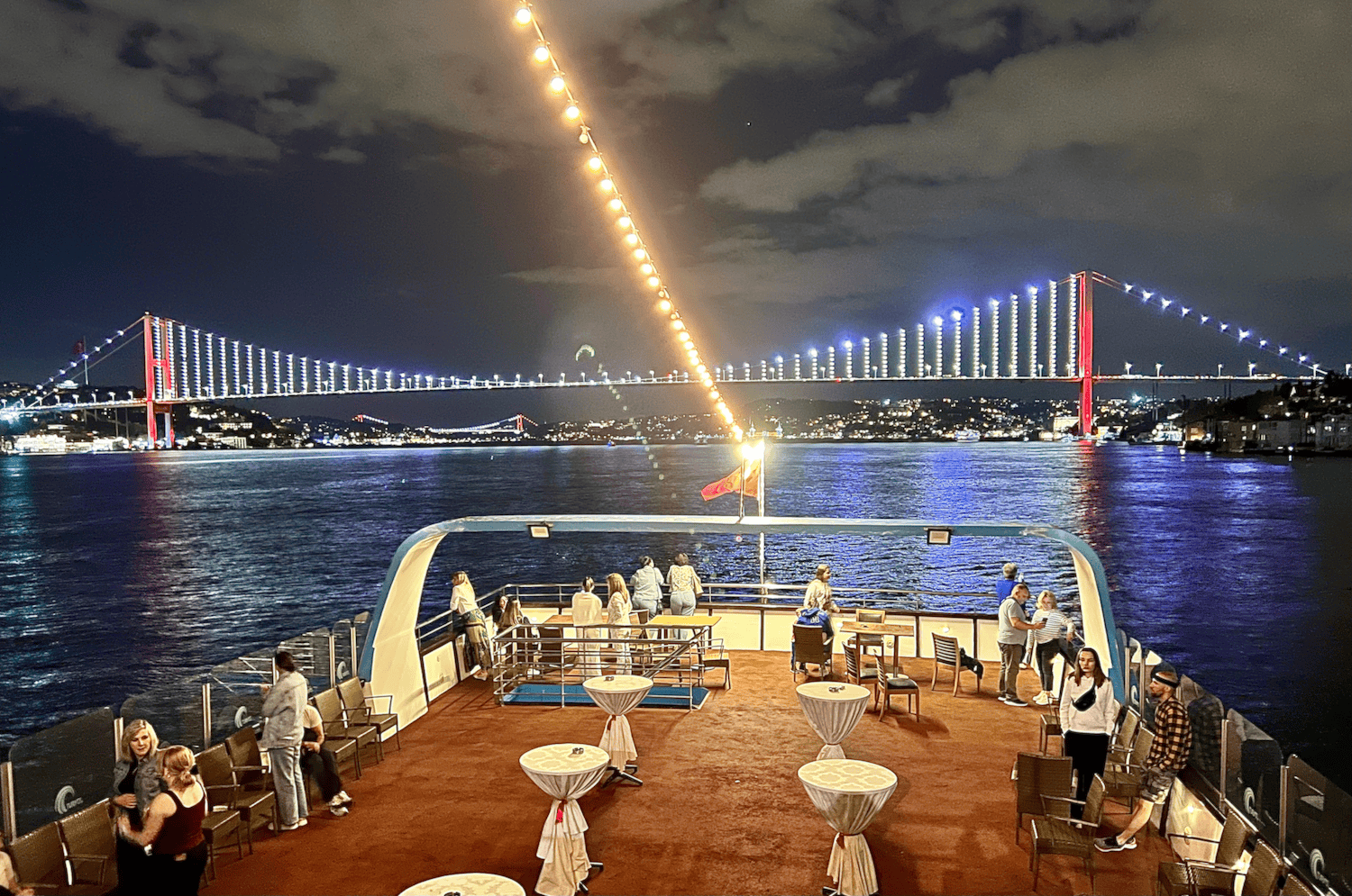 Boat Upper Deck under Bosphorus Bridge