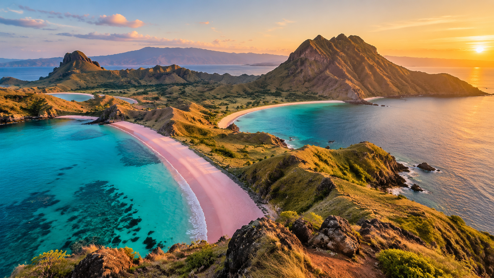 Pink Beach shore aerial view