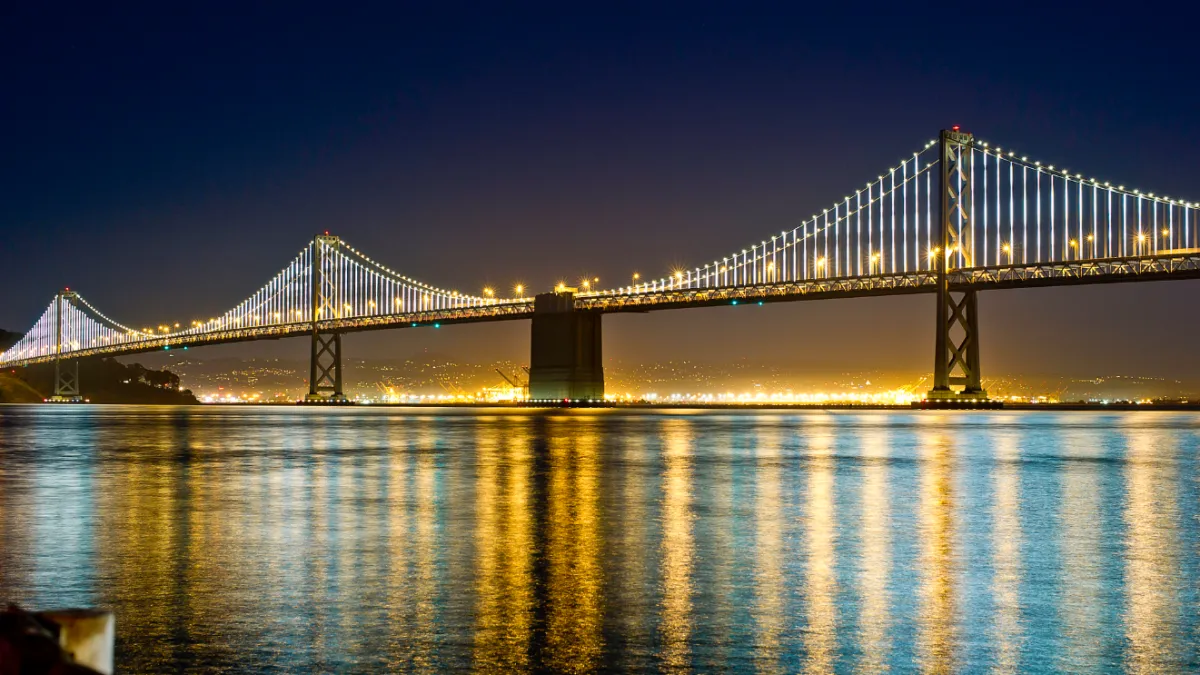 Capture aerial views of the world famous suspension bridge