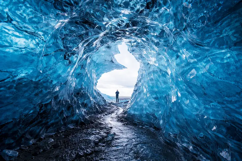 Crystal Blue Ice Cave Entrance