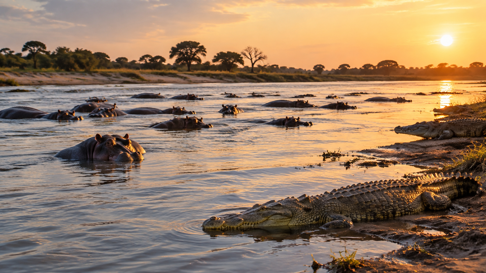 Chobe River Hippos and Crocodiles