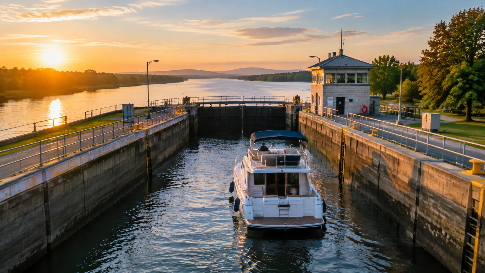 It provides a scenic, calm entry point for your voyage.