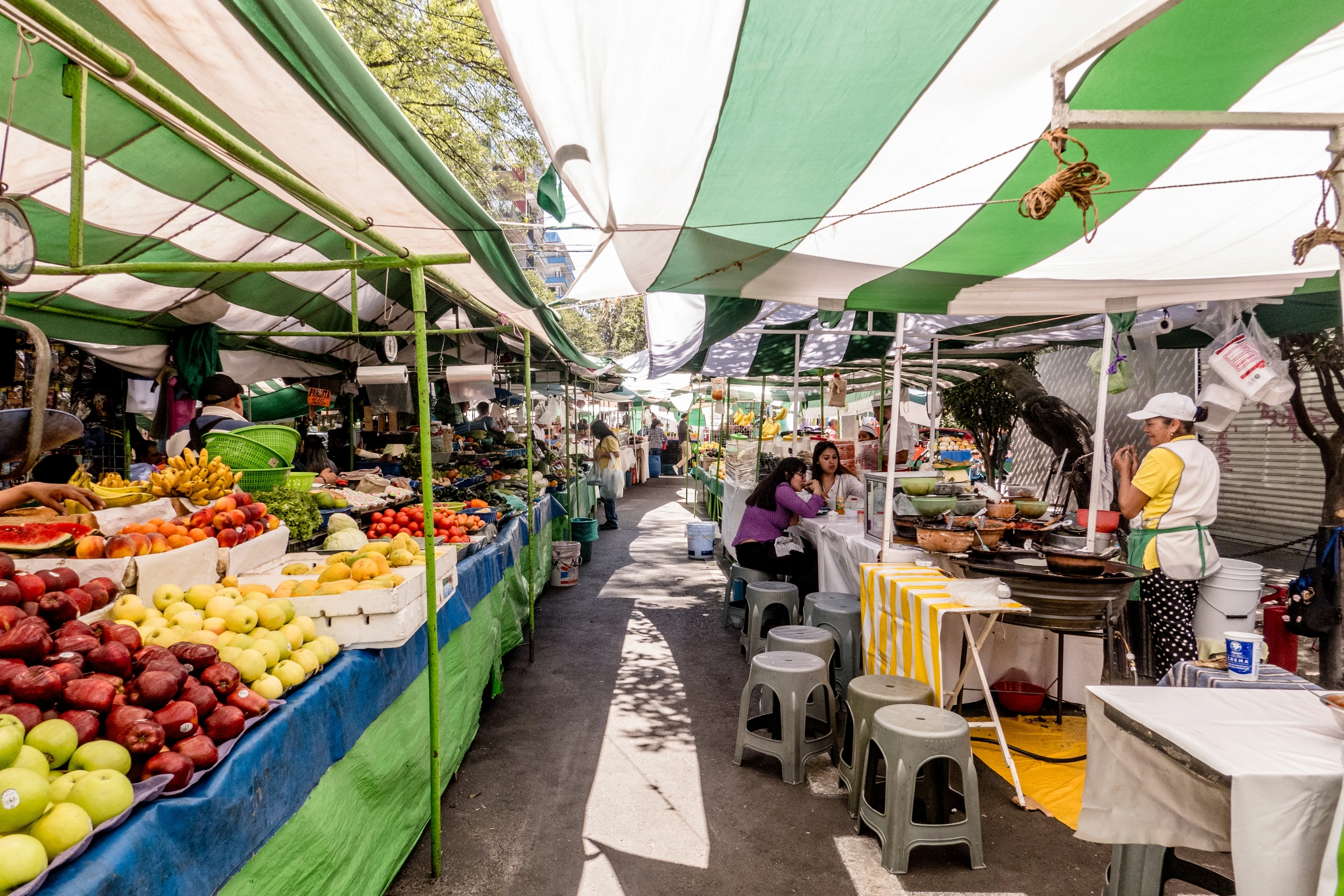 Local produce market stalls