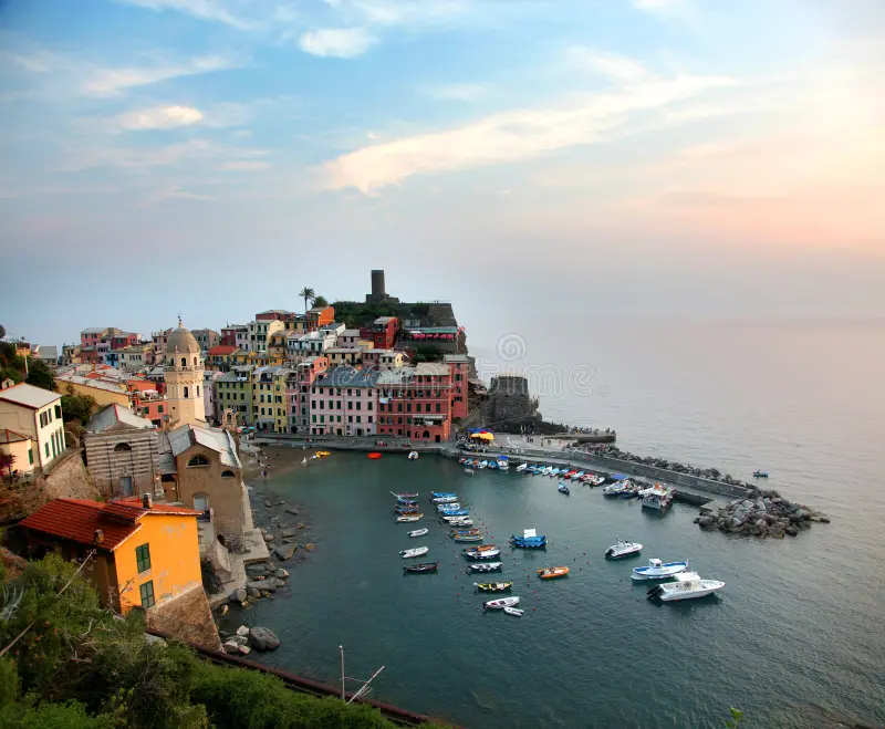 Vernazza Harbor and Northern Coastline