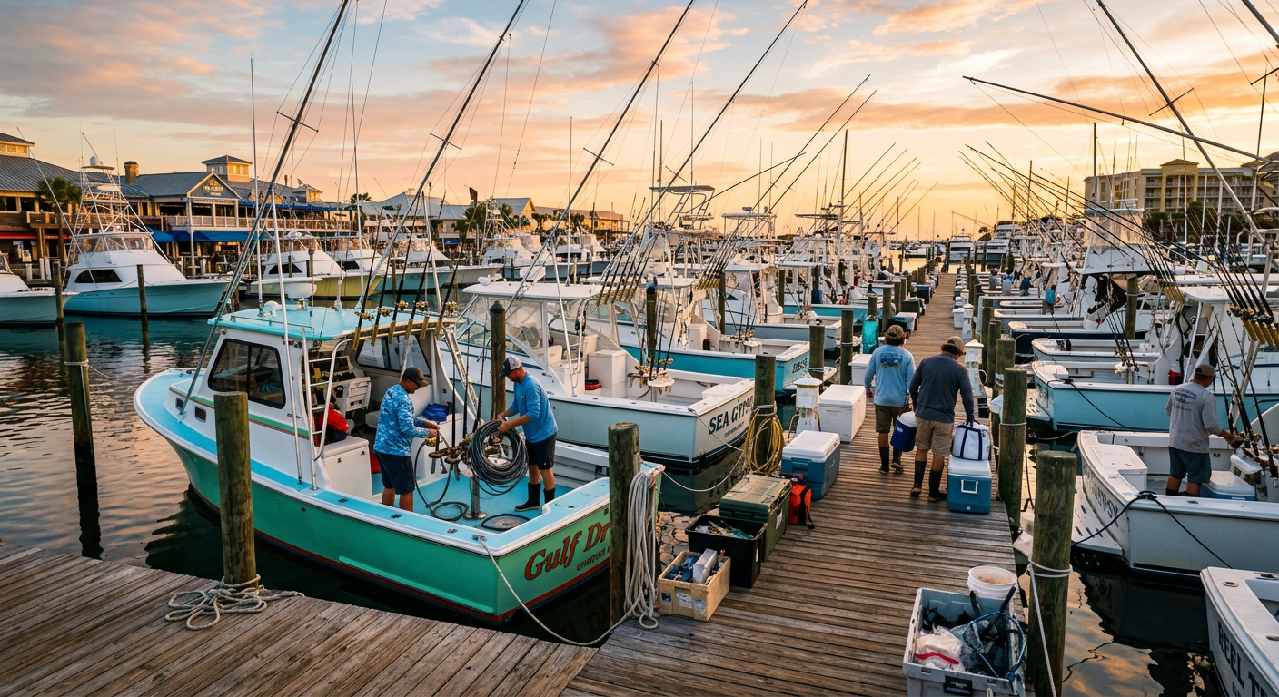 Harbor Docks at Boat Slip Row
