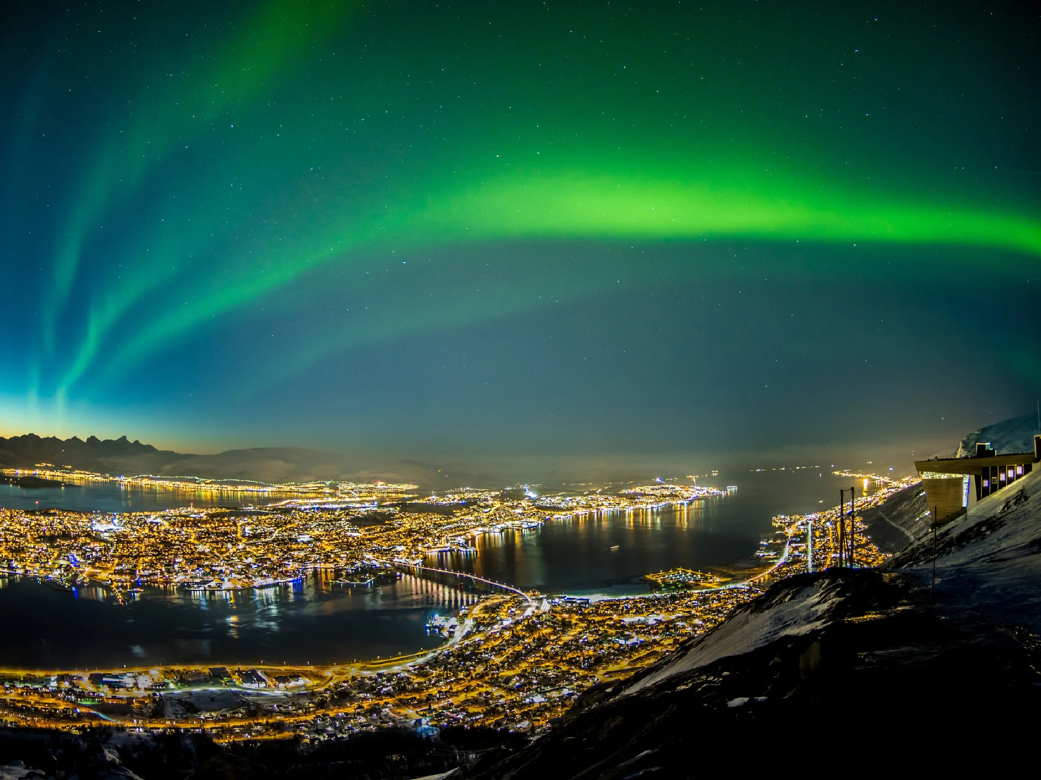 Tromso city light-shadow line