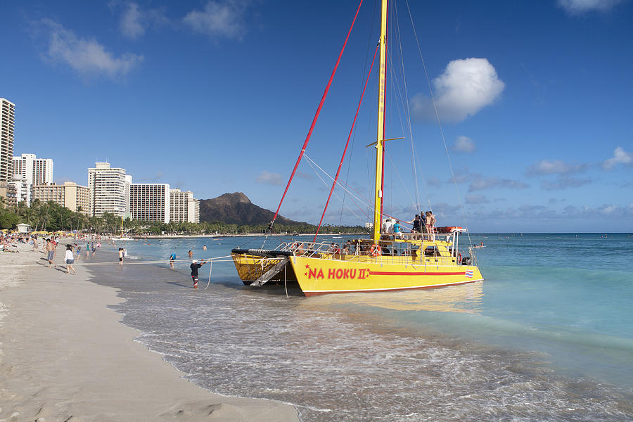 Waikiki Beach catamaran launch