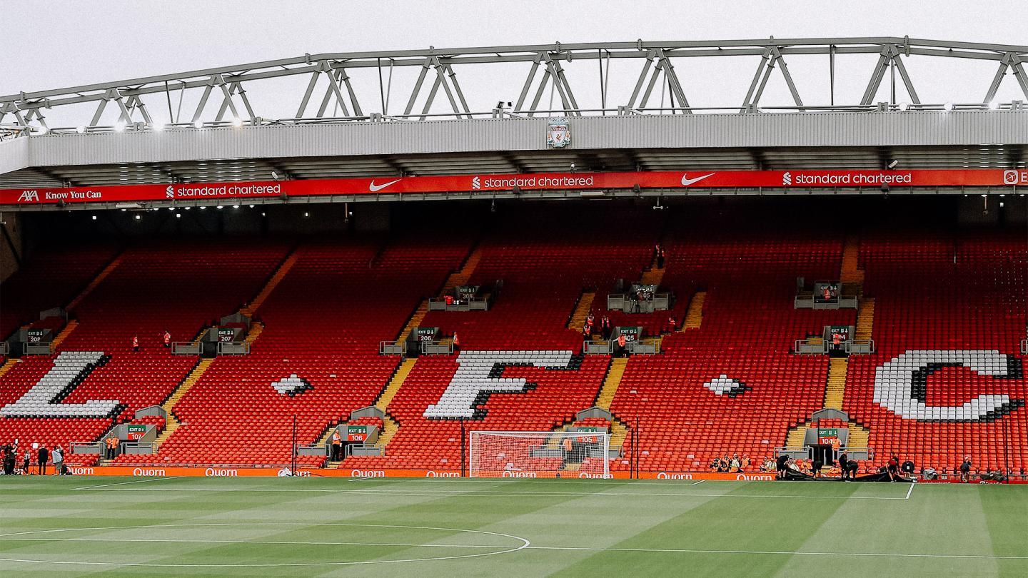 Pitchside at the Kop End