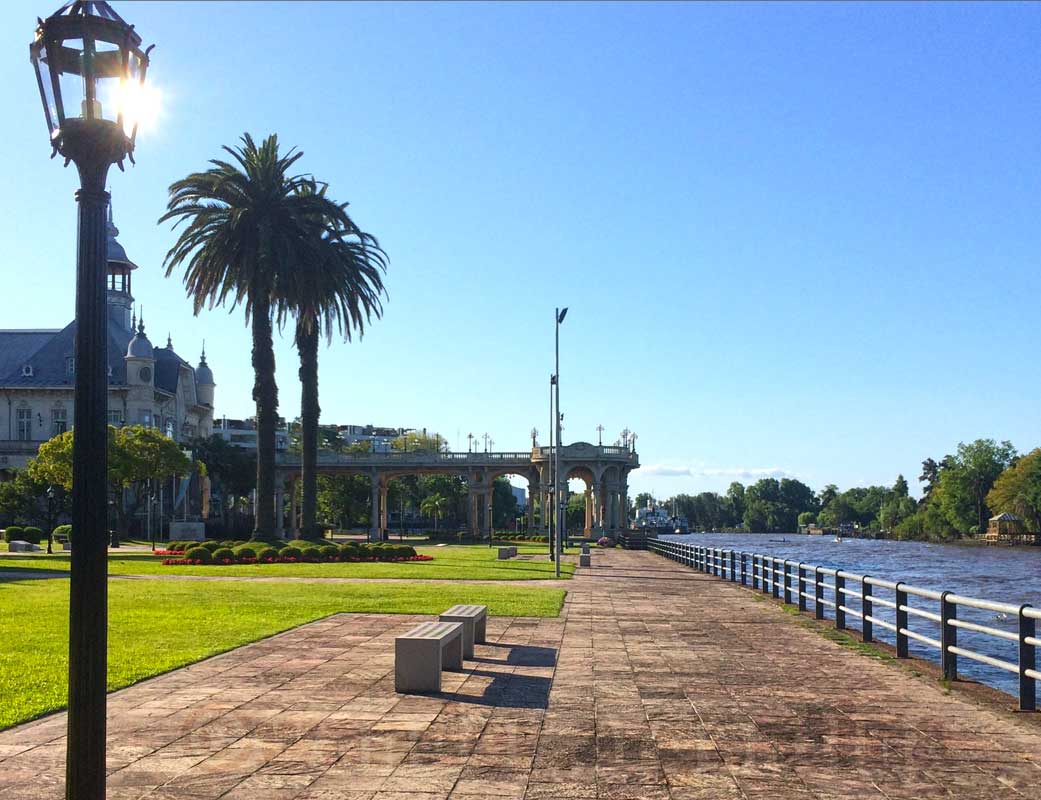 Walk the riverside promenade