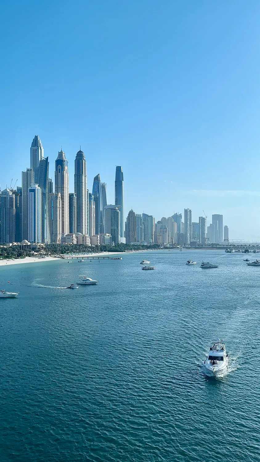 Dubai Marina Skyline from Open Water