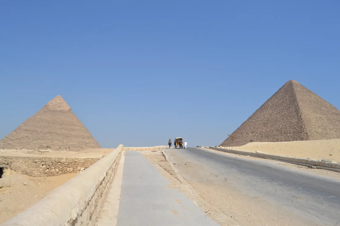 Road-Level Three Pyramids View