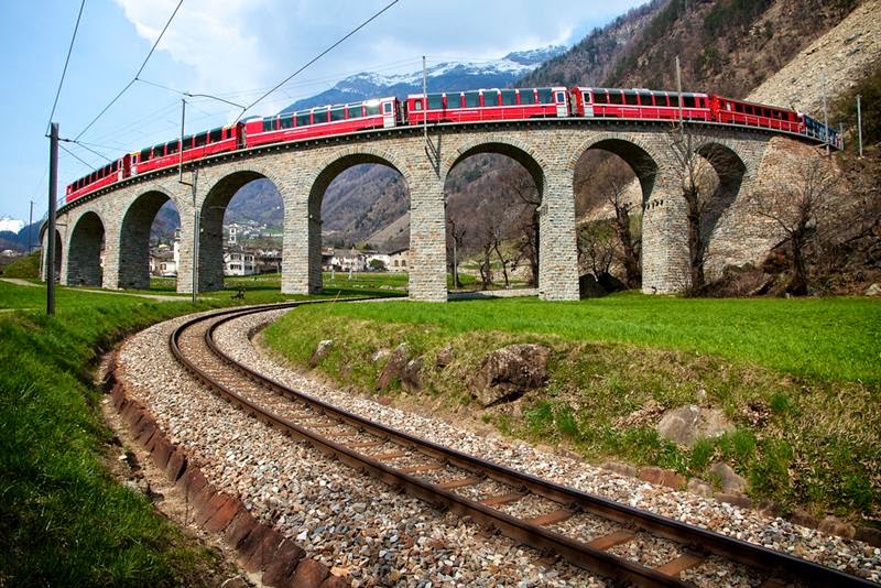 Crossing the Brusio Viaduct