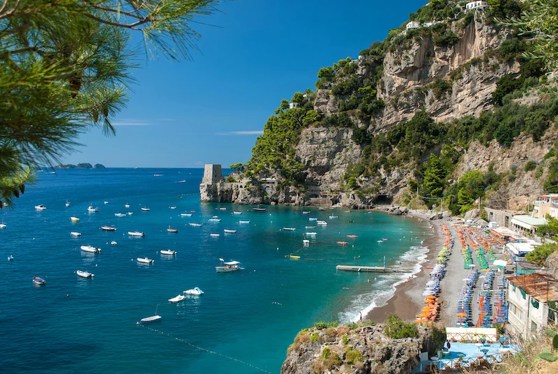Fornillo Beach cliffs