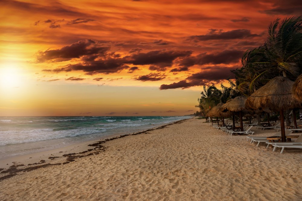 Sunset in Cancun in December