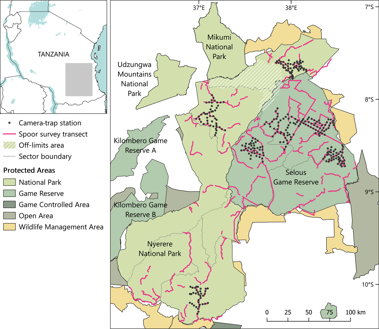 Selous Game Reserve legacy area