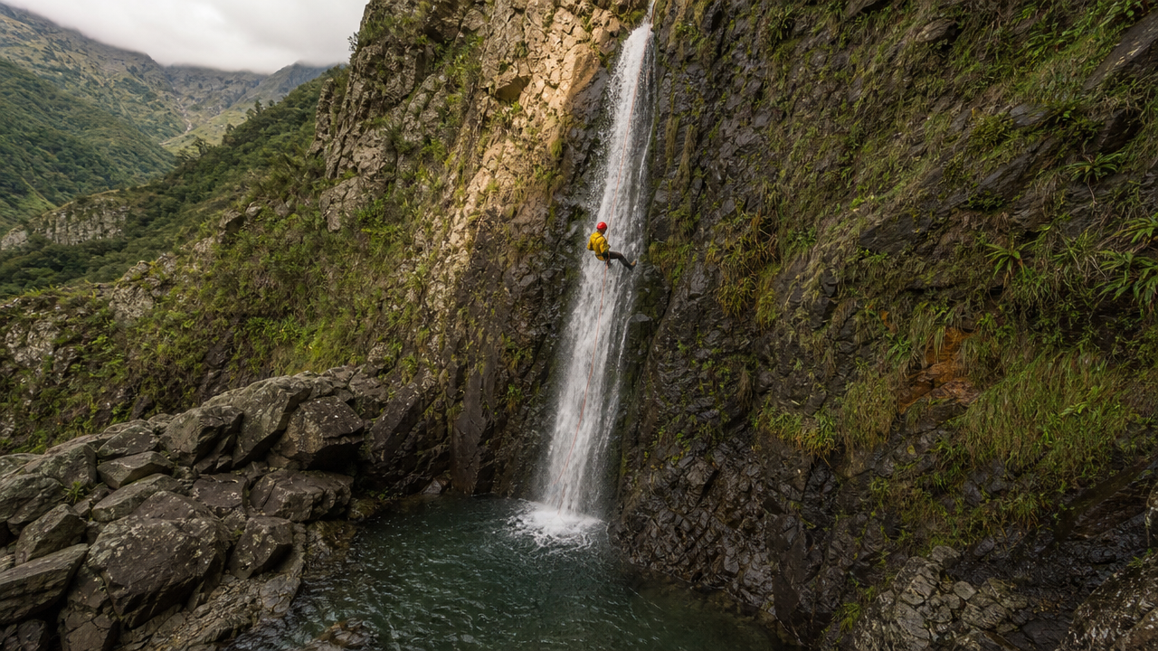 Madeira waterfall descent