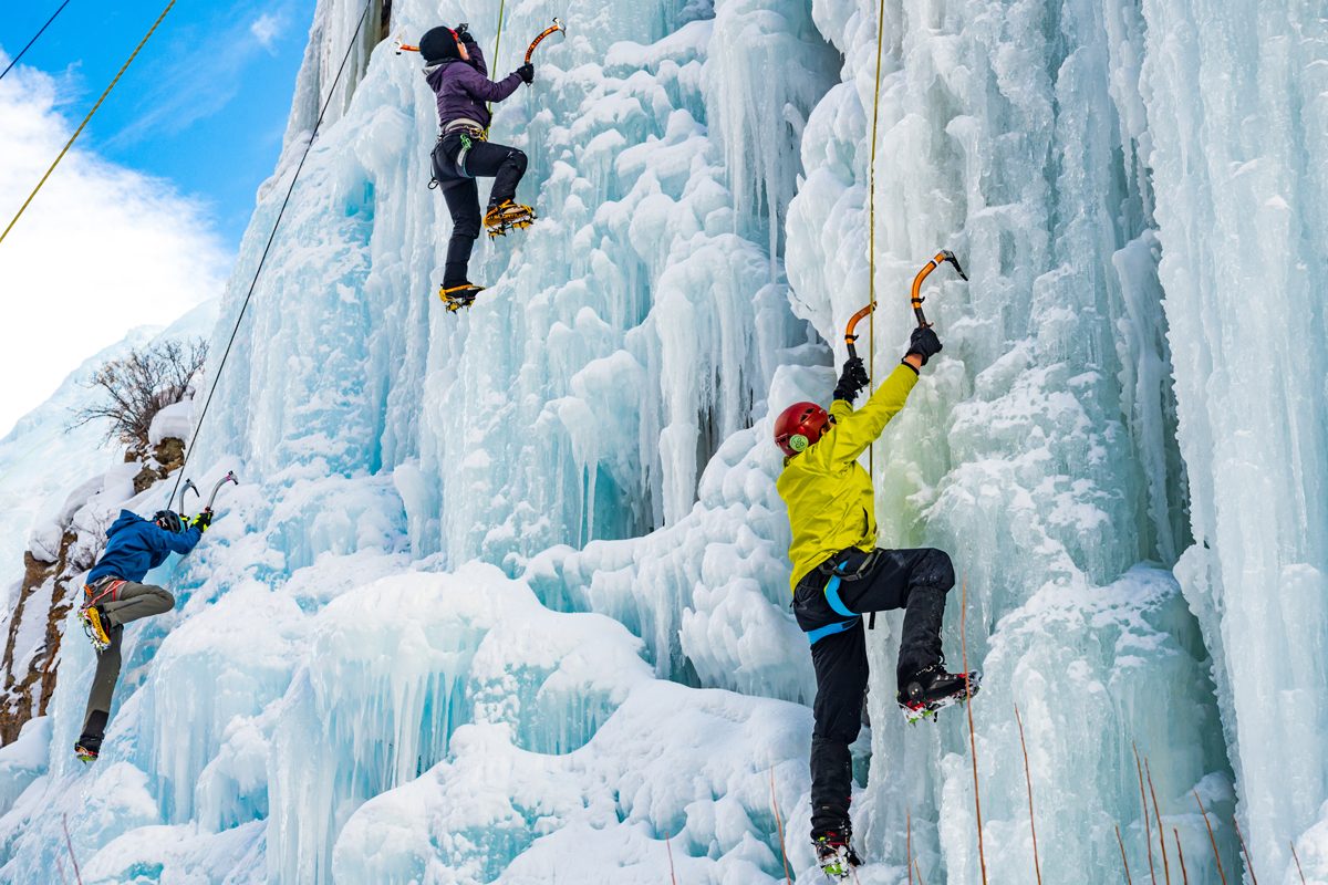 Ice climbing session