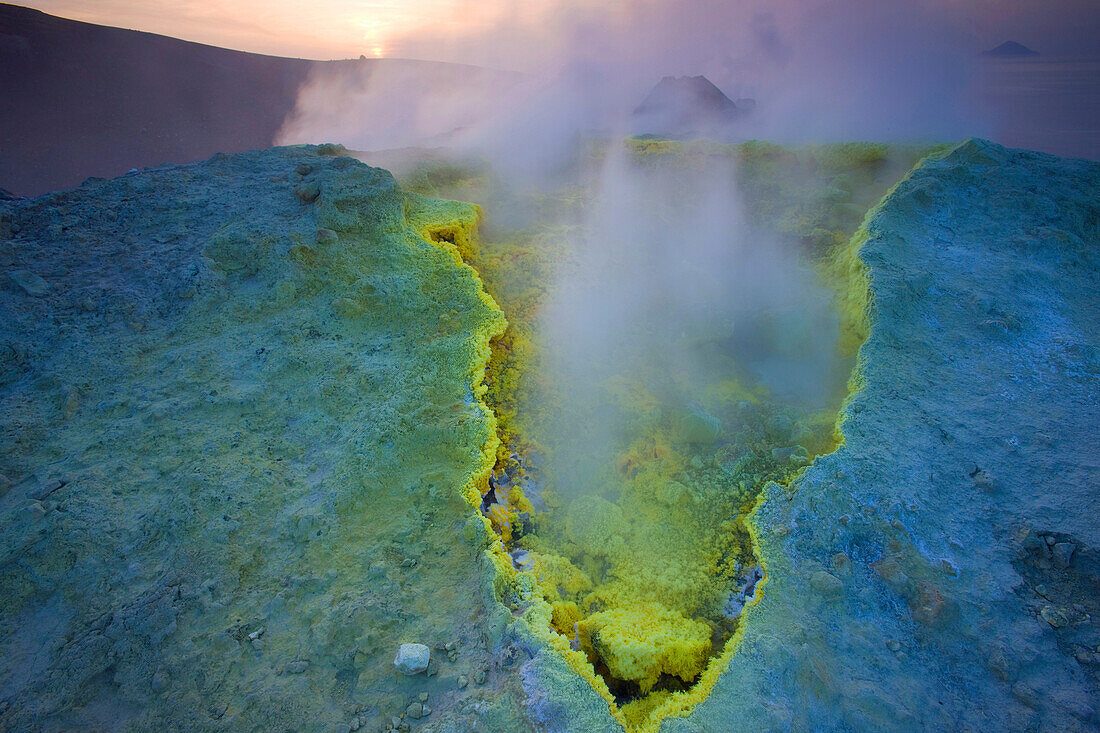 Sulphur crystals at a fumarole