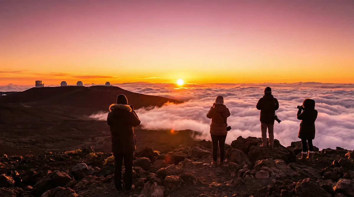 Sunset viewing near the summit