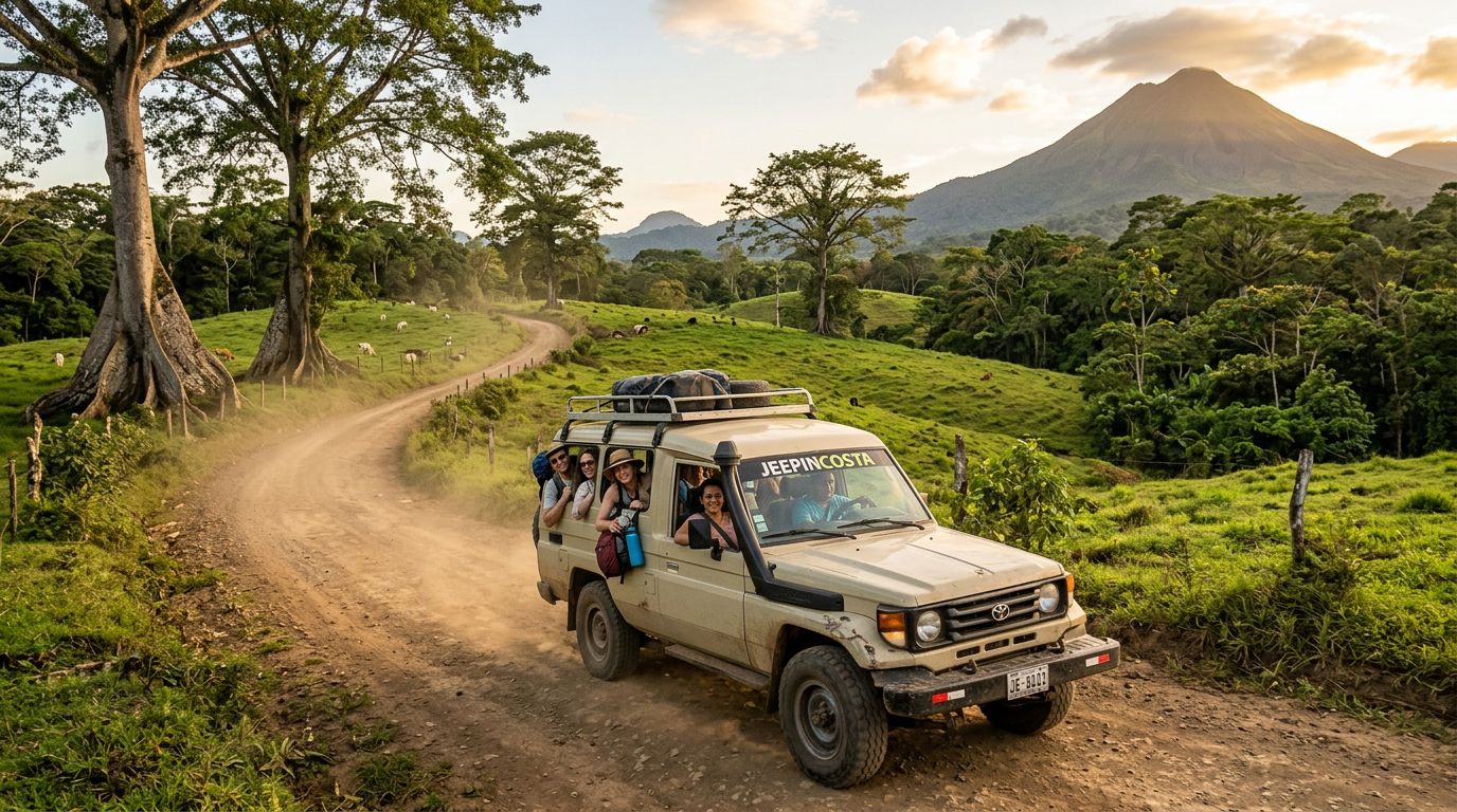 La Fortuna to Monteverde Jeep Boat Jeep
