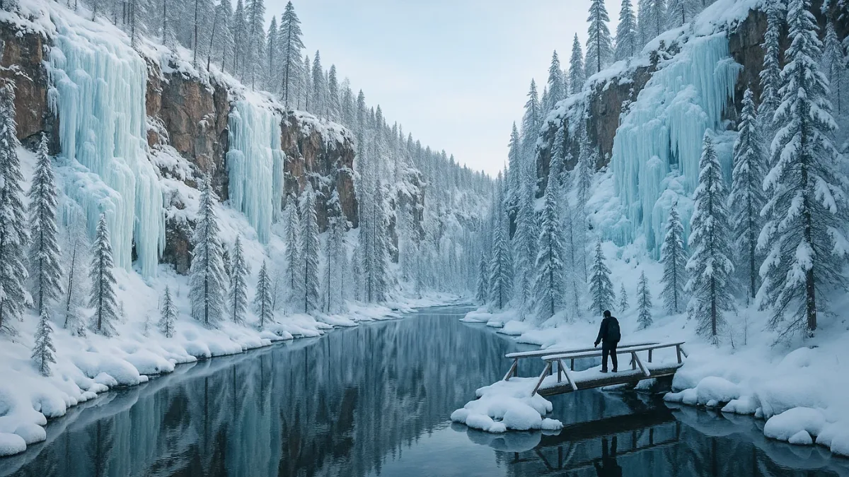 Inside the Korouoma Canyon Frozen Waterfalls